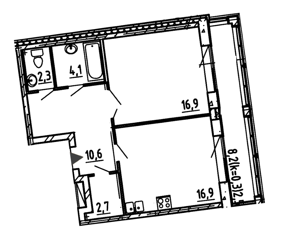 Однокомнатная квартира в : площадь 56 м2 , этаж: 3 – купить в Санкт-Петербурге